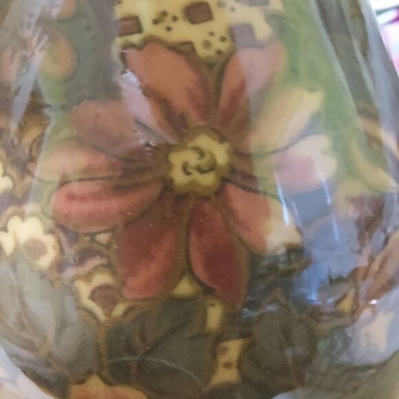 Vintage 1994 Enesco Patricia Reach Floral Ceramic Vase 6" Tall Multicolor - Picture 5 of 9